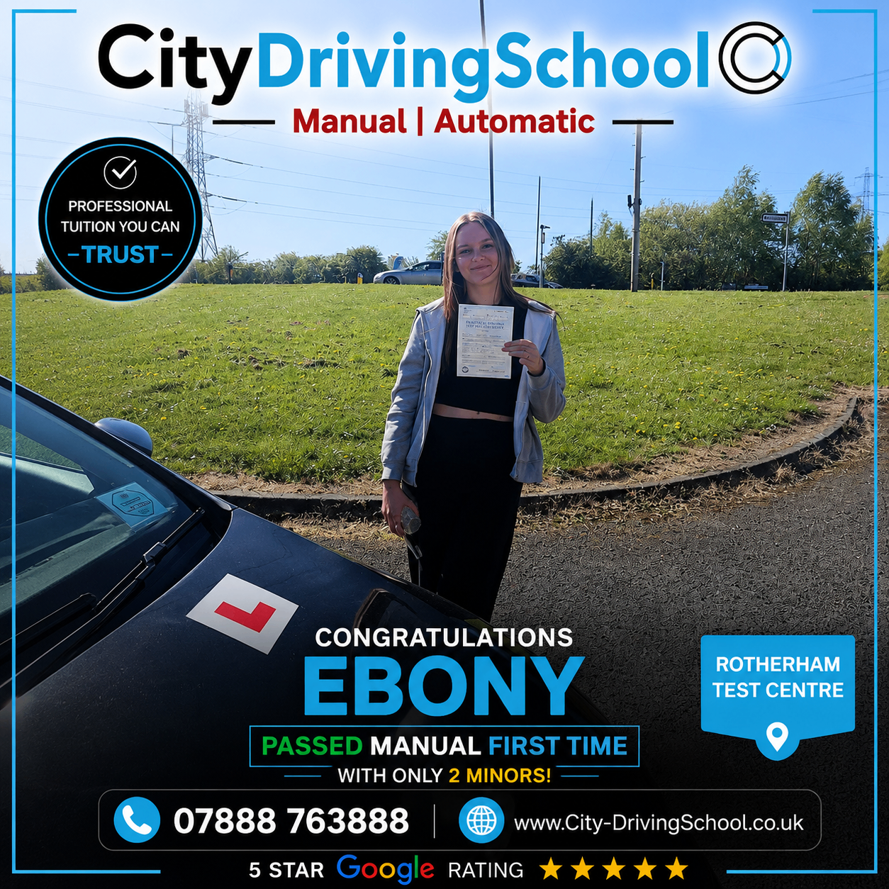 Ebony passed with City Driving School