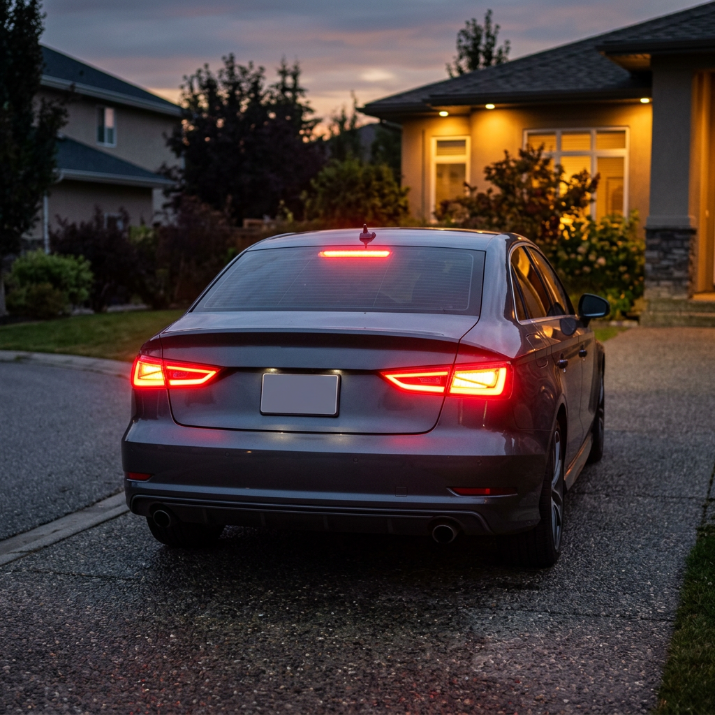 Rear of car with brake lights on